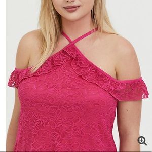 Cold shoulder halter top